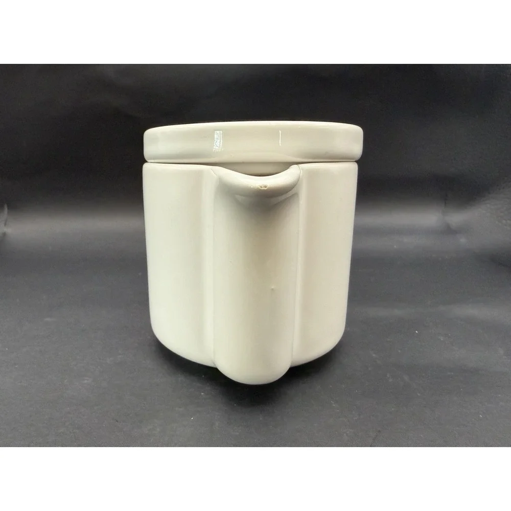 Modern White Ceramic Lidded Creamer Minimalist Small Pitcher Unmarked